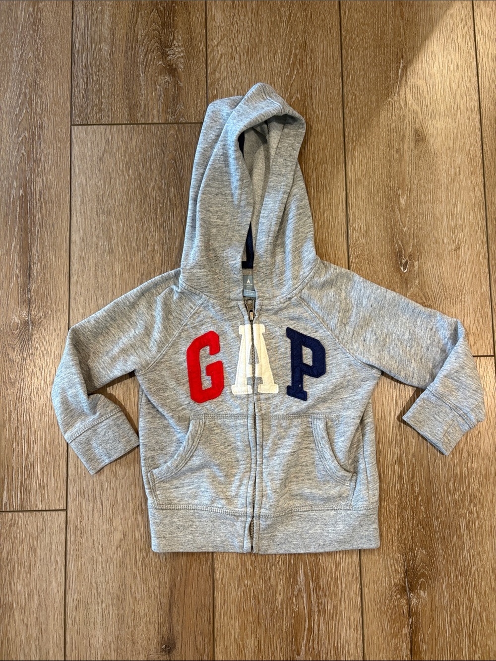 Baby Gap red white and blue gray zipper hoodie 2T